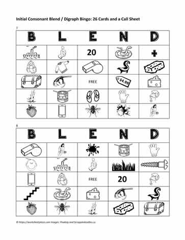 Digraph and Blend Bingo Cards 7-8